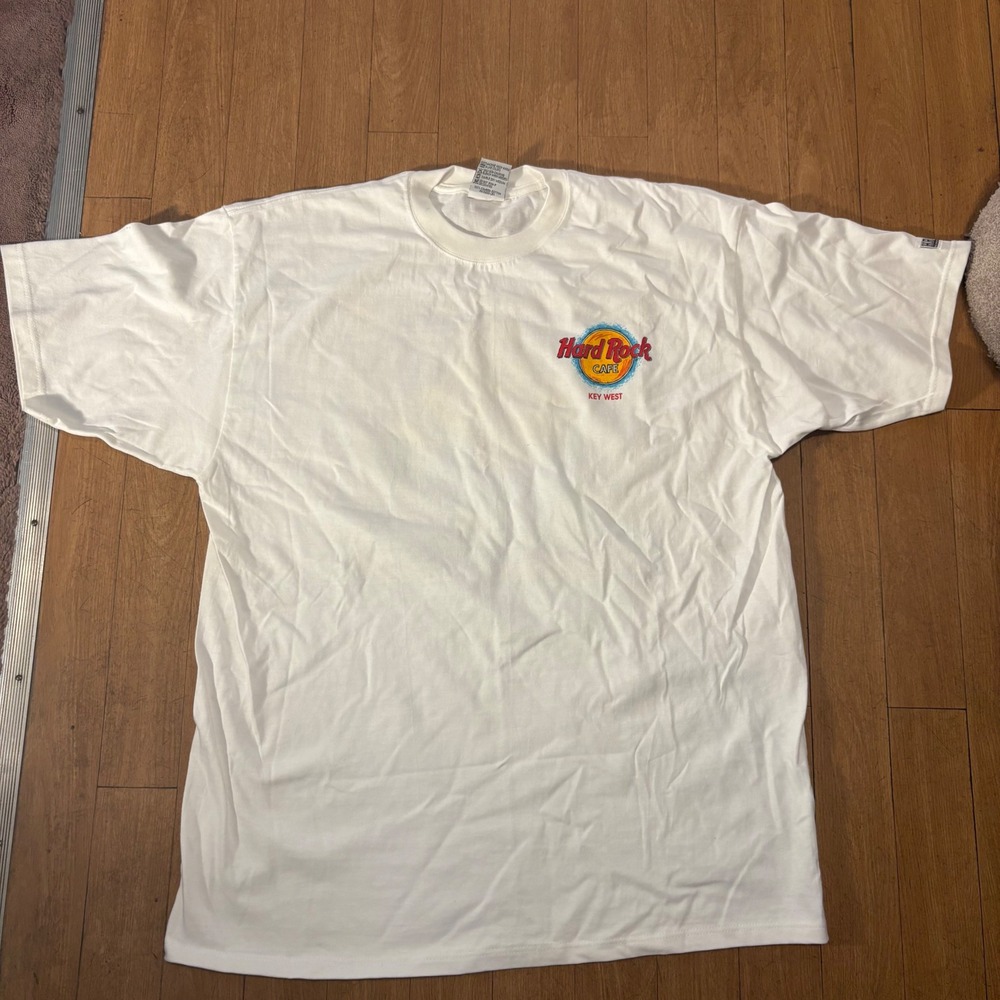 Hard Rock Cafe Key West Vintage White Graphic T-Shirt XL Made in USA Heavy Tee